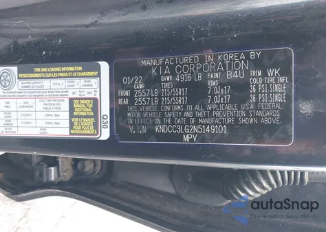 2022 Kia Niro Ev Ex z USA, uszkodzony, nr VIN KNDCC3LG2N5149101